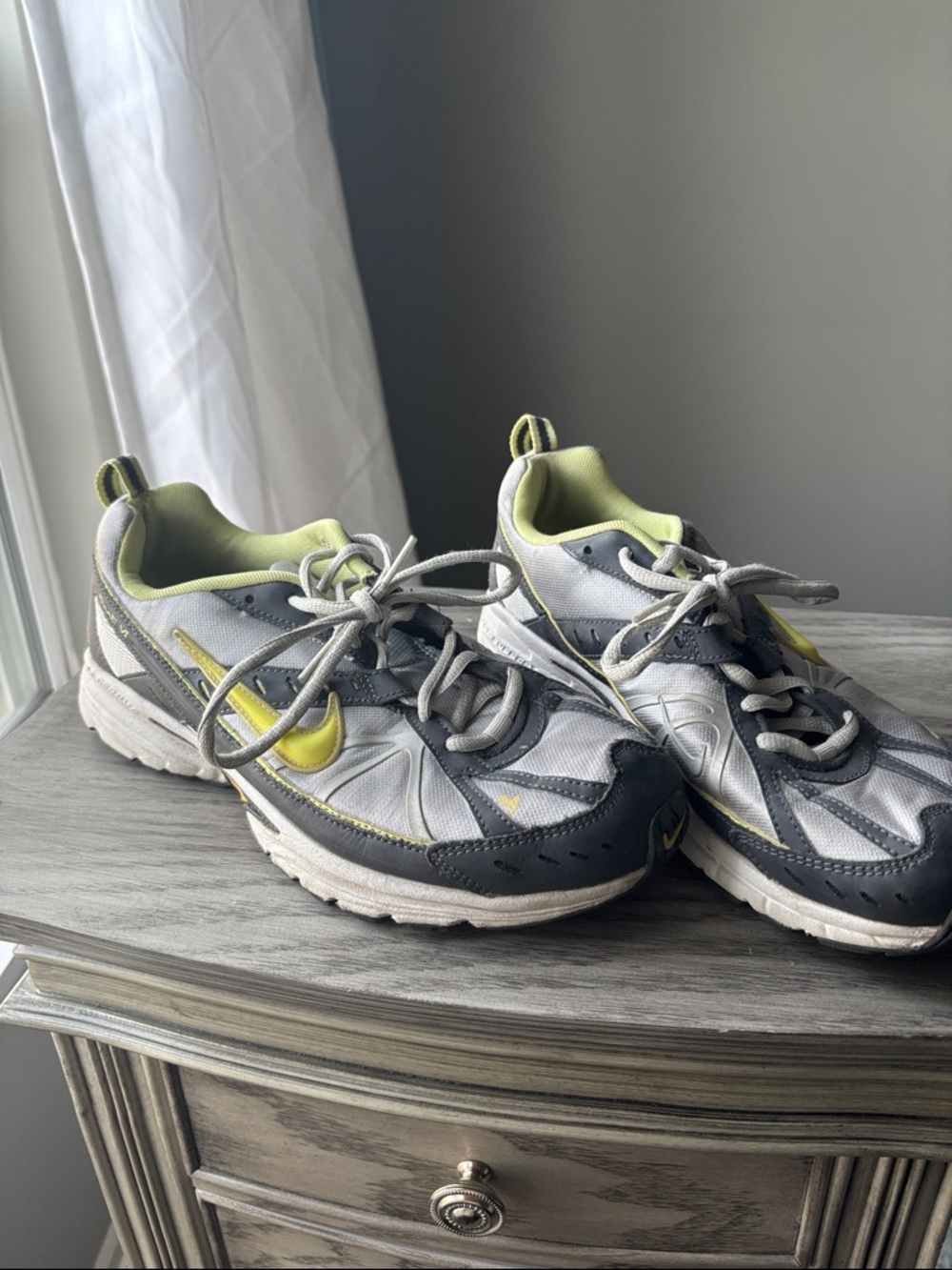 Nike Gray and Neon Lime Athletic Sneakers